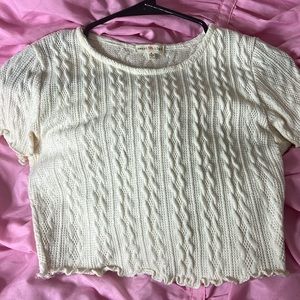 Lettuce Trim Sweater Material Crop Top